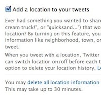 Geotagging Twitter Option in Your Account Setting